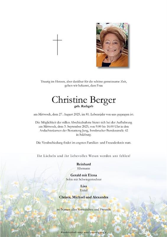 Christine Berger verstorben